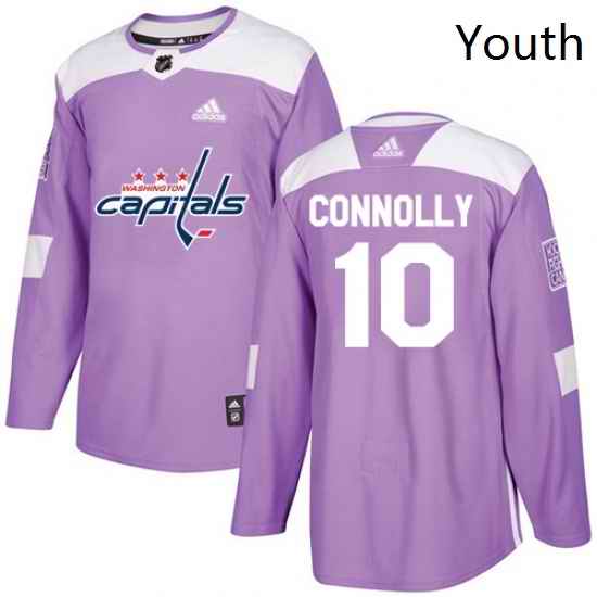 Youth Adidas Washington Capitals 10 Brett Connolly Authentic Purple Fights Cancer Practice NHL Jersey